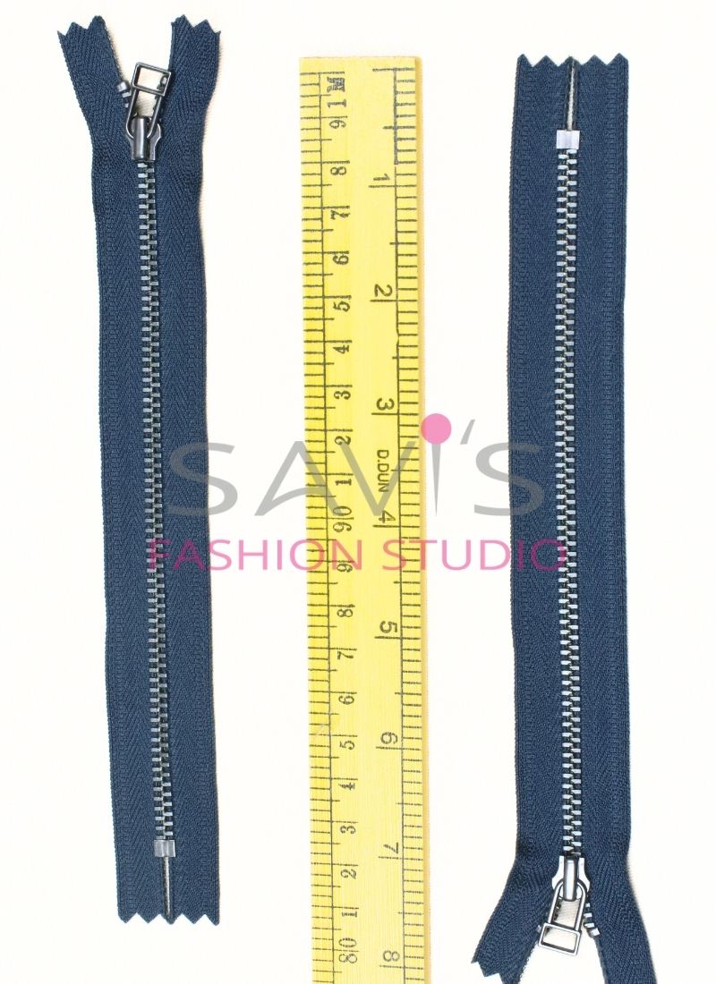 8 Inches YKK closed End Zip in Antique silver 3mm Blue This is a 8 inch ...