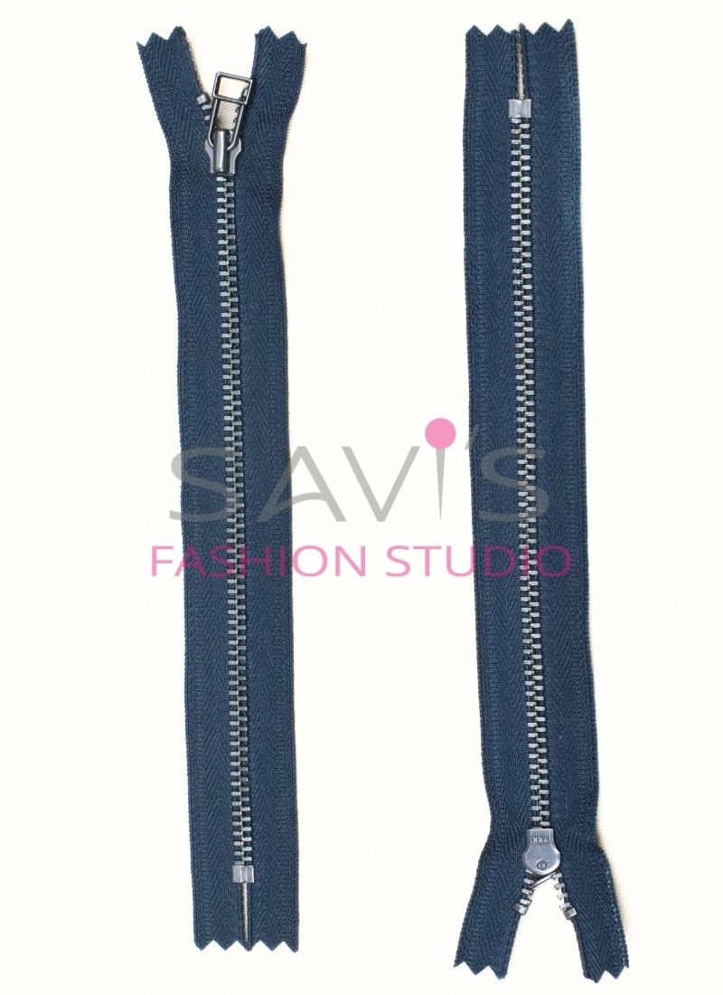 8 Inches YKK closed End Zip in Antique silver 3mm Blue This is a 8 inch ...